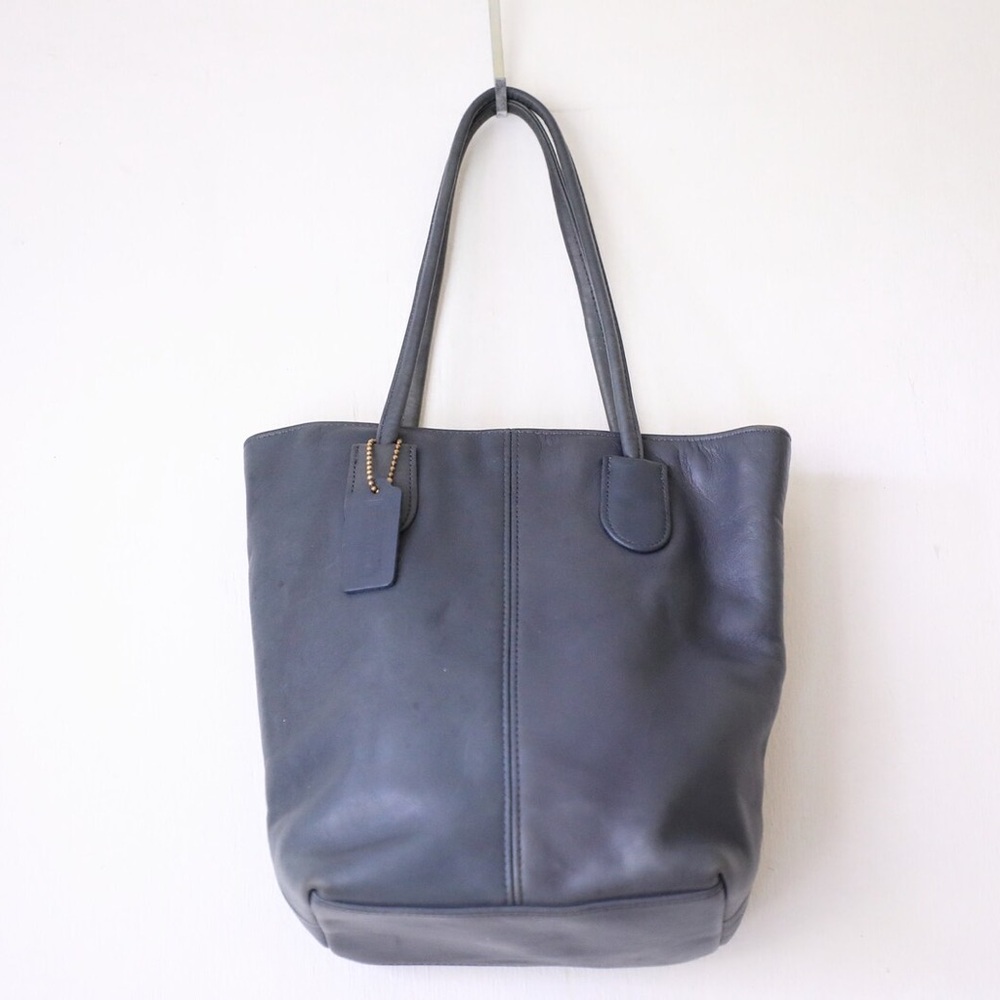 Rare vintage COACH Leather Tote Bag in Blue A5C-4068 - Picture 3 of 7